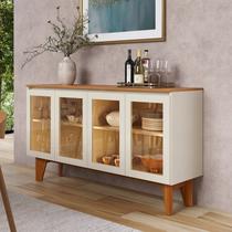 Buffet com 4 Portas Reflecta e LED Krypton Bege/Off White