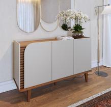 Buffet com Detalhe Ripado Artesanal Jurerê 03 Portas Off White Matte Freijó - Colibri Buffet com Detalhe Ripado Artesanal Jurerê 03 Portas Off White Matte Freijó - Colibri