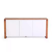Buffet Craft 140cm com 3 Portas em Madeira/MDF - Branco/Garapa