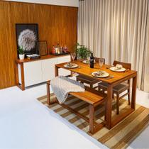 Buffet Craft 140cm com 3 Portas em Madeira/MDF - Branco/Garapa Buffet Craft 140cm com 3 Portas em Madeira/MDF - Branco/Garapa