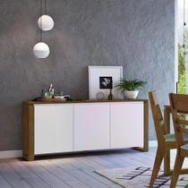 Buffet Craft 160cm com 3 Portas em Madeira/MDF - Branco/Garapa