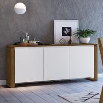 Buffet Craft 160cm com 3 Portas em Madeira/MDF - Branco/Garapa