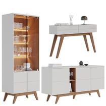 Buffet Cristaleira e Aparador Rebeca C05 Off White/Freijó - Mpozenato