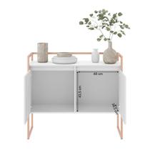 Buffet de Design Industrial com Prateleiras Branco Cobre