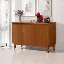 Buffet de Madeira Maciça Aparador Monterrey 3 Portas Vintage Retrô Reforçada Alta Qualidade Castanho