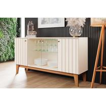 Buffet de Sala Jantar Eiffel 4 Portas c/ Vidro Off White/Nature - Henn Buffet de Sala Jantar Eiffel 4 Portas c/ Vidro Off White/Nature - Henn