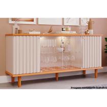 Buffet de Sala Jantar Janice 4 Portas c/ Vidro Cinamomo/Off White - Cimol Buffet de Sala Jantar Janice 4 Portas c/ Vidro Cinamomo/Off White - Cimol