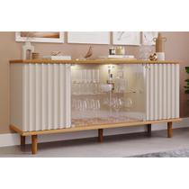 Buffet de Sala Jantar Janice 4 Portas c/ Vidro Nature/Off White - Cimol Buffet de Sala Jantar Janice 4 Portas c/ Vidro Nature/Off White - Cimol
