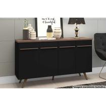 Buffet de Sala Jantar RT3133 4 Portas Preto/Rustico - Movelbento