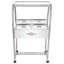 Buffet de Salada SPL510 4 Cubas Aço Inox com Gelo-X Inox Spolu