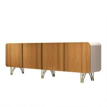 Buffet Decorativo com Puxadores em Alumínio Pés Aço Maciço Saluti Off White/Cinamomo G26 - HB Móveis