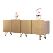 Buffet Decorativo Puxadores em Alumínio Pés em Aço Saluti Off White/Champagne G26 - HB Móveis