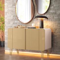 Buffet Decorativo Sala de Estar Bambino MDP/MDF Pés em Aço Off White/Champagne G26 - Gran Belo Buffet Decorativo Sala de Estar Bambino MDP/MDF Pés em Aço Off White/Champagne G26 - Gran Belo
