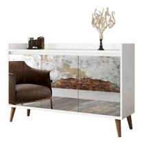 Buffet delux delta classico com espelho 3 portas branco