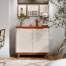 Buffet Duas Portas Sem Gaveta Flow Off White/Freijó EJ Móveis