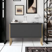 Buffet Elegante com 3 Portas Turim Preto Dourado