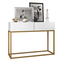 Buffet Eros 90cm Pes de Ferro Dourado C/ 2 Gavetas Decoração Sala Escritorio Recepção