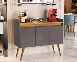 Buffet Gold 3 Portas Preto com Mel Primus Cinza/Mel