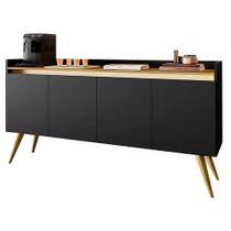 Buffet Gold 4 Portas com Pés Palito Primus Cor Preto Mel Buffet Gold 4 Portas com Pés Palito Primus Cor Preto Mel