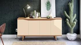 Buffet grace casa d 1,60 off white/noce - village móveis Buffet grace casa d 1,60 off white/noce - village móveis