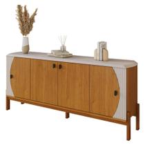 Buffet Heras 181 cm 4 Portas, Pés de Madeira e Detalhe Frisado