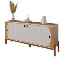 Buffet Heras 181 cm 4 Portas, Pés de Madeira e Detalhe Frisado