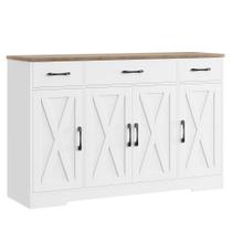 Buffet HOSTACK 140x41x81 cm Madeira Rústica Branca Buffet HOSTACK 140x41x81 cm Madeira Rústica Branca
