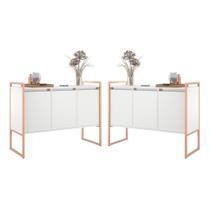 Buffet Industrial 3 Portas Branco Cobre Conjunto 2 Unidades