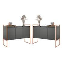 Buffet Industrial 3 Portas Preto Cobre Conjunto 2 Unidades