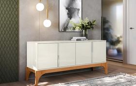 Buffet Lima 4 Portas - Off White Perolizado/Jequitiba