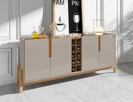 Buffet Lizz 190 4 Portas c/ Adega Off White/Cedro - Casa D