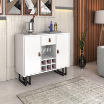 buffet londres 2 portas estilo industrial Branco base Preto com nicho para garrafa