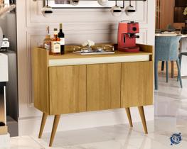 Buffet Lux 3 Portas Pés Palito Madeirado / Off White - MJM Casa dos Móveis