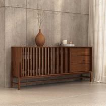 Buffet Madeira 170 cm 1 Porta Ripado Sala Minimalista Cor Castanho Adamo Buffet Madeira 170 cm 1 Porta Ripado Sala Minimalista Cor Castanho Adamo