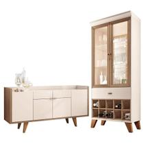Buffet Melodia E Cristaleira ópera Off White Castanho Hb Móveis