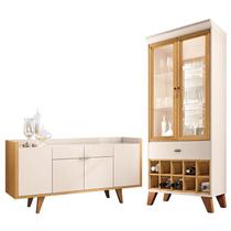 Buffet Melodia e Cristaleira Ópera Off White Cinamomo HB Móveis