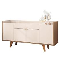 Buffet Melodia Off White Castanho - HB Móveis Buffet Melodia Off White Castanho - HB Móveis