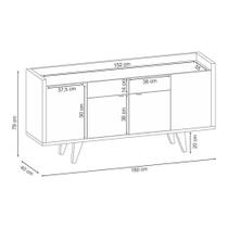 Buffet Melodia Off White Castanho - Hb Móveis Buffet Melodia Off White Castanho - Hb Móveis