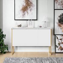 Buffet Moderno 3 Portas Londres Branco Dourado