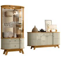 Buffet Mônaco 183cm 308140 e Cristaleira Moss 311140 Cumaru Opala Madetec