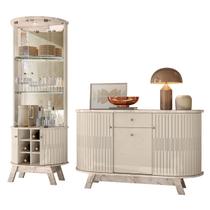 Buffet Monza 136cm 310136 e Cristaleira Marina 309136 Calacata Off White Madetec
