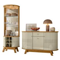 Buffet Monza 136cm 310140 e Cristaleira Marina 309140 Cumaru Opala Madetec