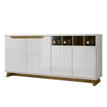 Buffet Munique 4 Portas Com Garrafeiro Off White/Canela