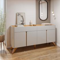Buffet para Sala de Jantar 100% MDF 4 Portas 172cm Pés em Madeira Maciça Aros