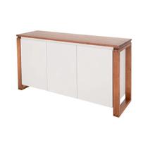 Buffet para Sala de Jantar 3 Portas Prisma Meu Móvel de Madeira - Garapa e Off White Buffet para Sala de Jantar 3 Portas Prisma Meu Móvel de Madeira - Garapa e Off White