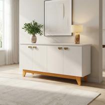 Buffet para Sala de Jantar 4 Portas com Pés de Madeira Maciça Suécia