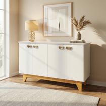 Buffet para Sala de Jantar 4 Portas com Pés de Madeira Maciça Suécia