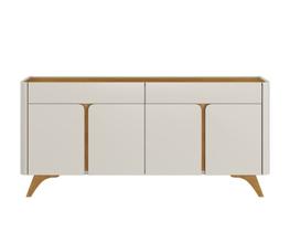 Buffet para Sala de Jantar 4 Portas Moderno - Arcus-Off White/Naturale - Mavau Móveis