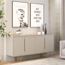 Buffet para Sala de Jantar 4 Portas Otto Espresso Móveis Bege/Dunas/Dourado
