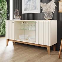 Buffet Para Sala De Jantar Eiffel Ambiente Com Portas De Vidro Off White Nature - Henn